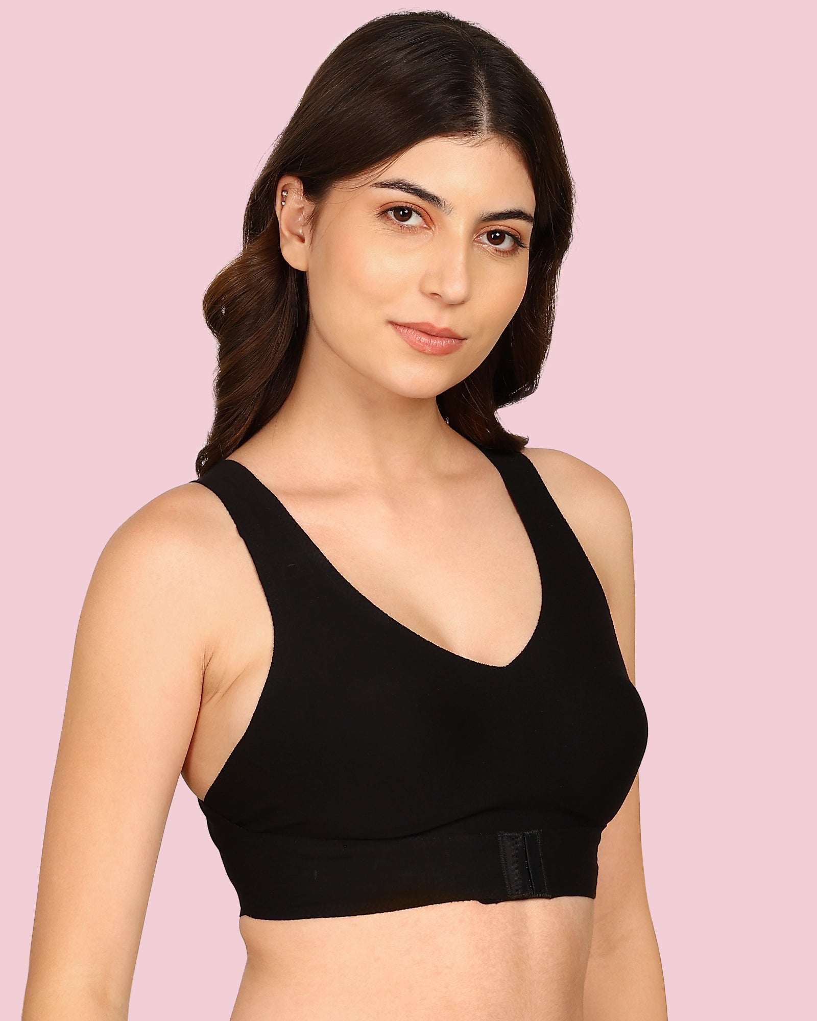 Joomie Cotton Bonded Seamless Padded Invisi-Gym Bra (KB-997-BLACK)