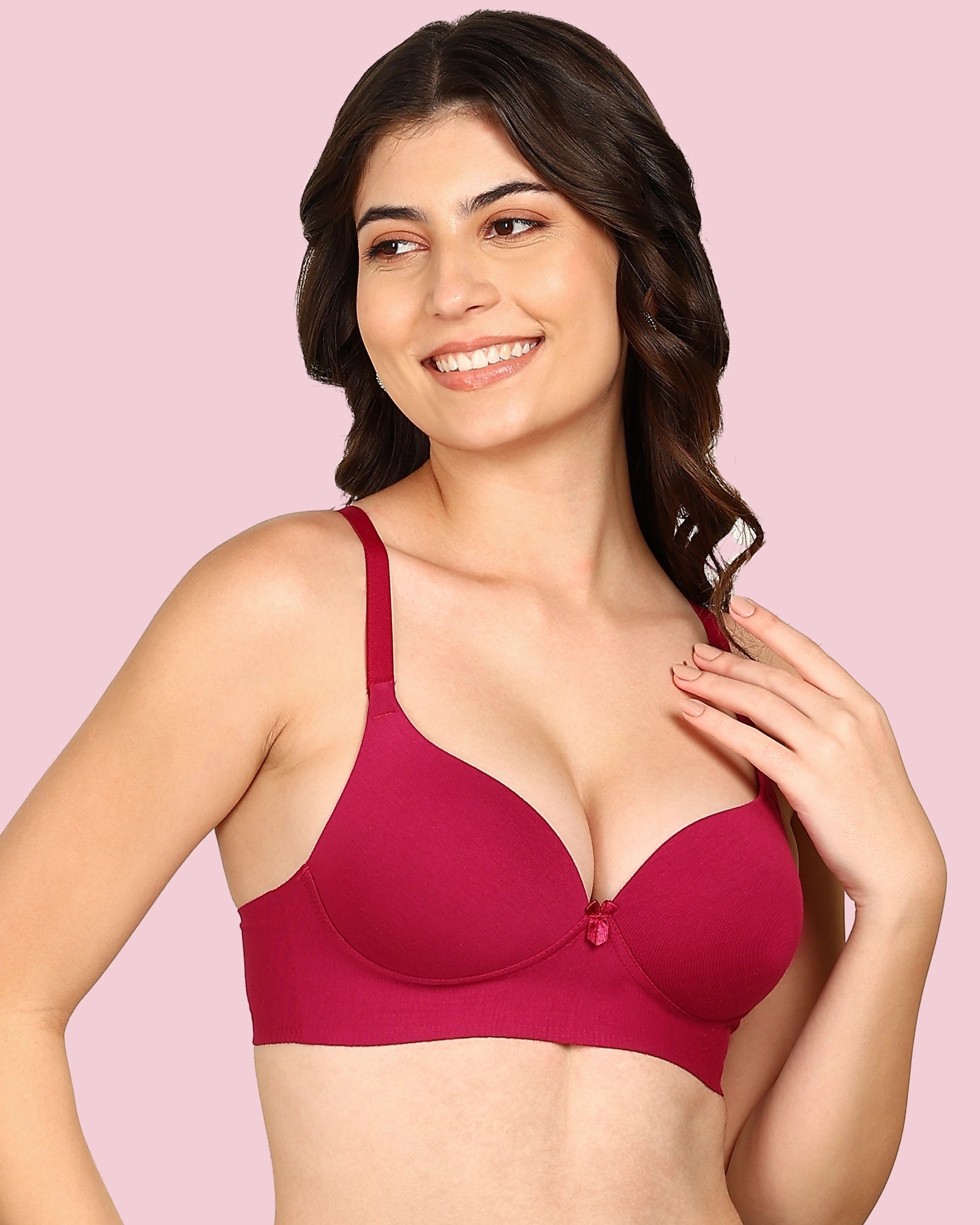 Joomie Cotton Bonded Seamless Maximiser Bra (KB-97015-WINE)