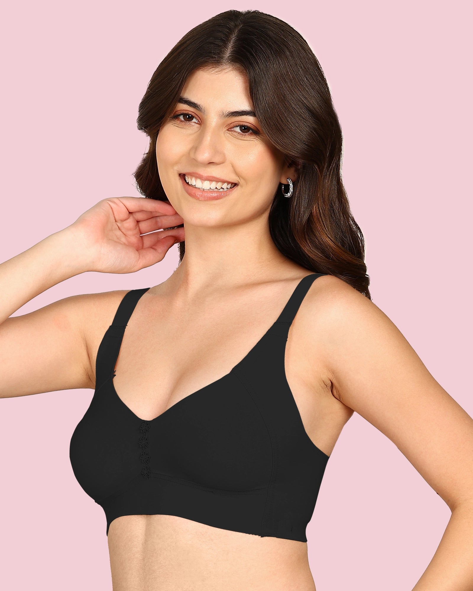 Joomie M-Frame Non-Padded Cotton Bonded Seamless Minimiser (KB-9303-BLACK)