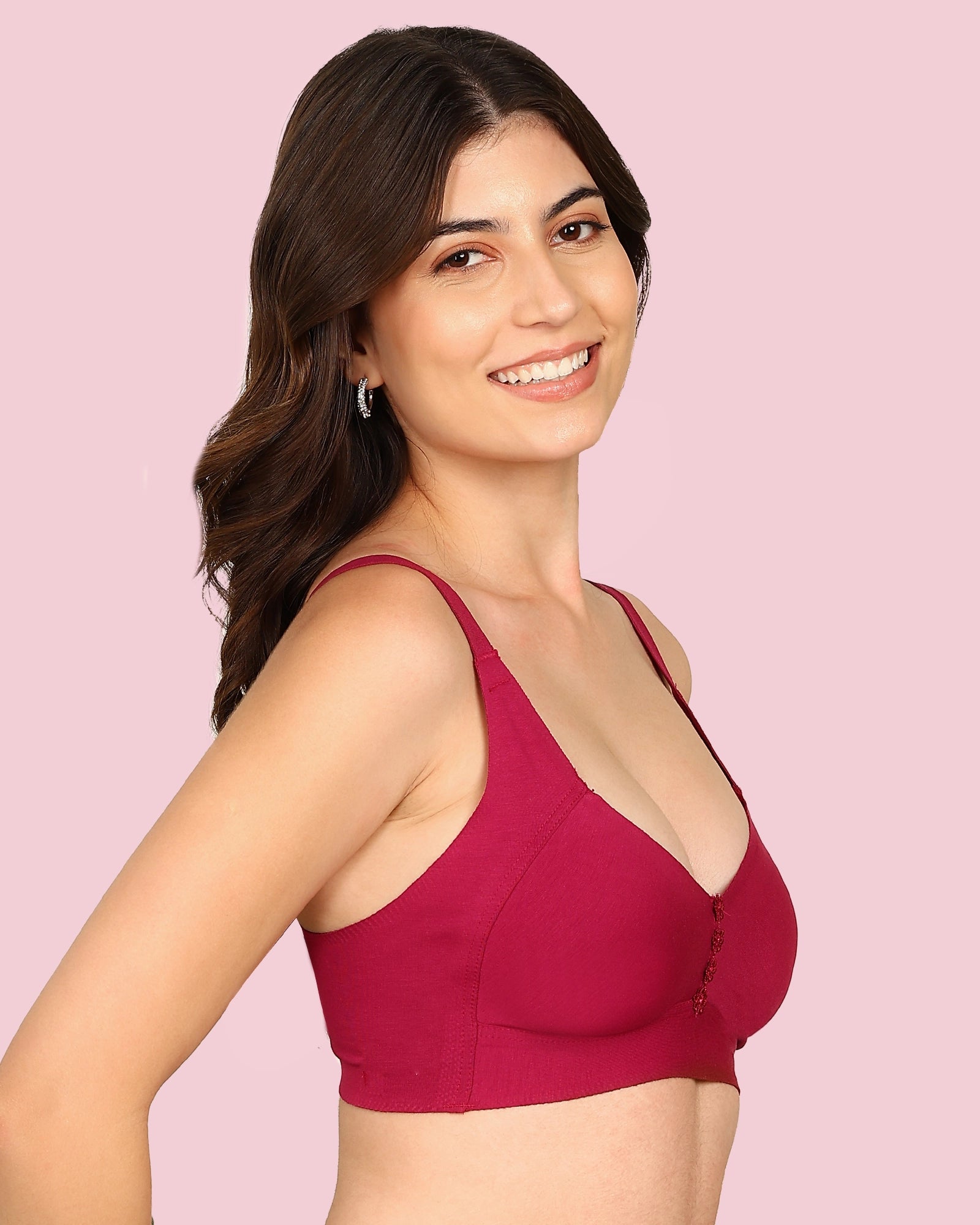 Joomie M-Frame Non-Padded Cotton Bonded Seamless Minimiser (KB-9303-WINE)