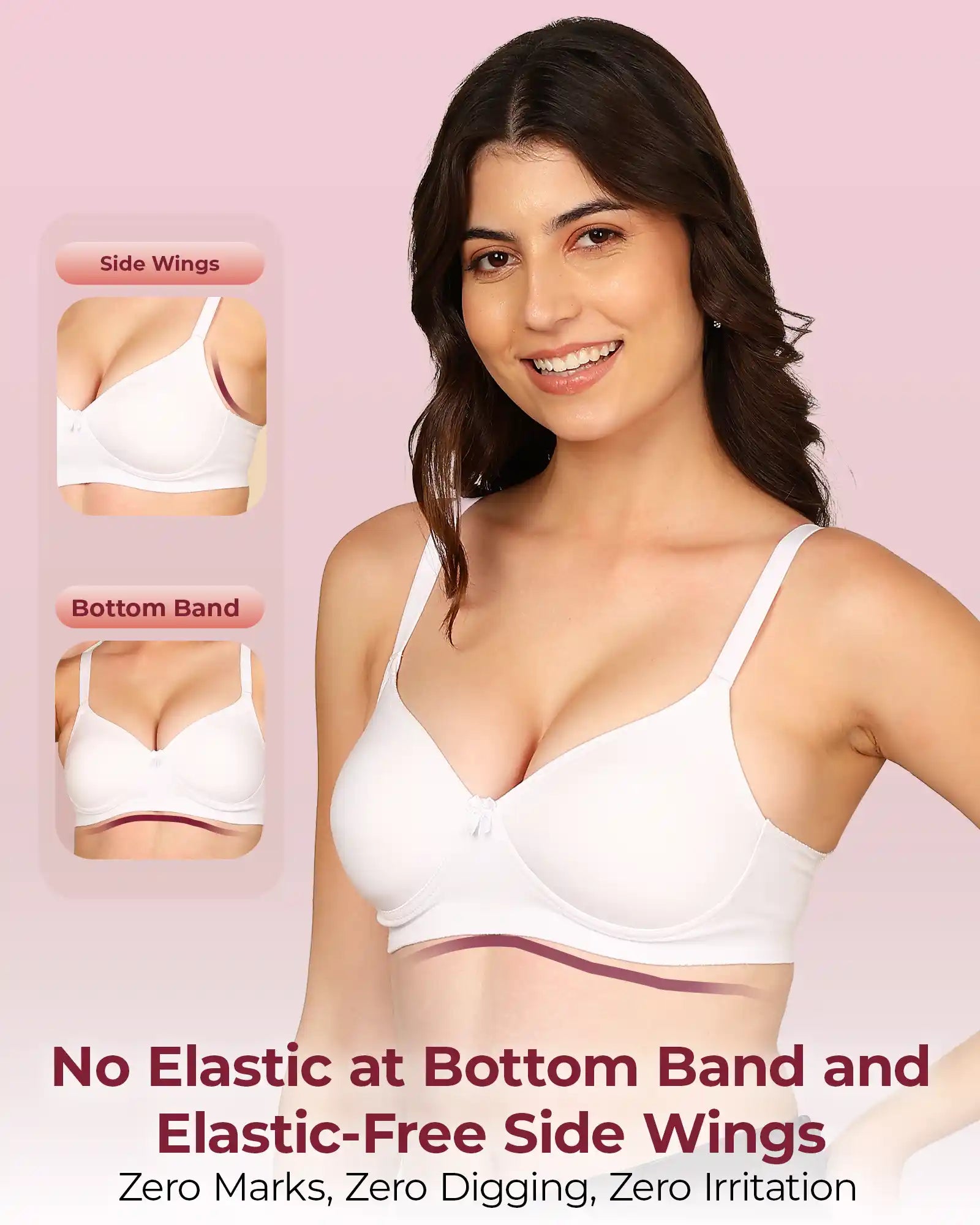 Joomie Bonded Breathable Cotton Full Coverage Padded Bra (KB-1013-WHITE)