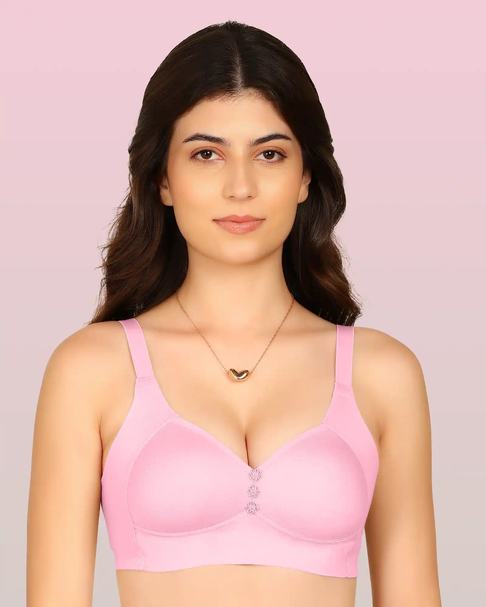 Joomie Bonded Breathable Cotton Plus Size M-Frame Minimiser Padded Bra (KB-408-PINK)