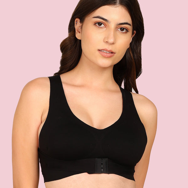 Joomie Cotton Bonded Seamless Padded Invisi-Gym Bra (KB-997-BLACK)
