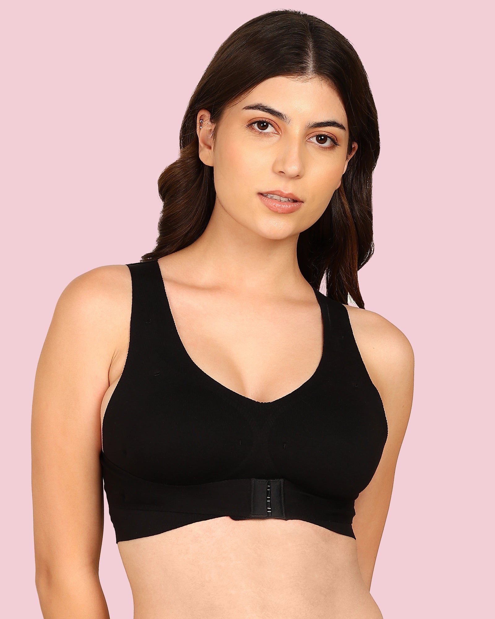 Joomie Cotton Bonded Seamless Padded Invisi-Gym Bra (KB-997-BLACK)