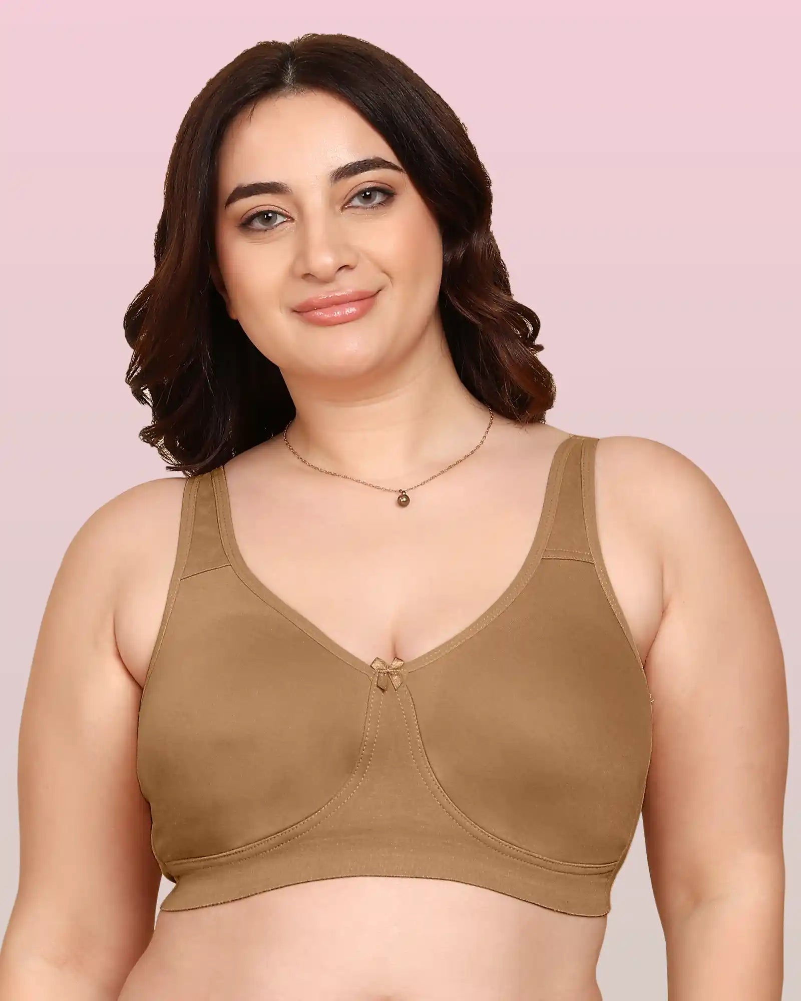 Joomie Bonded Breathable Cotton Plus Size Full Coverage Non-Padded Bra (KB-401-FAWN)