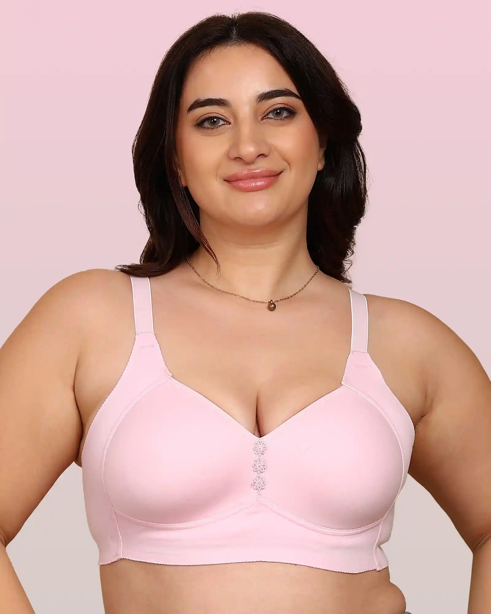 Joomie Bonded Breathable Cotton Plus Size M-Frame Minimiser Padded Bra (KB-408-PINK)
