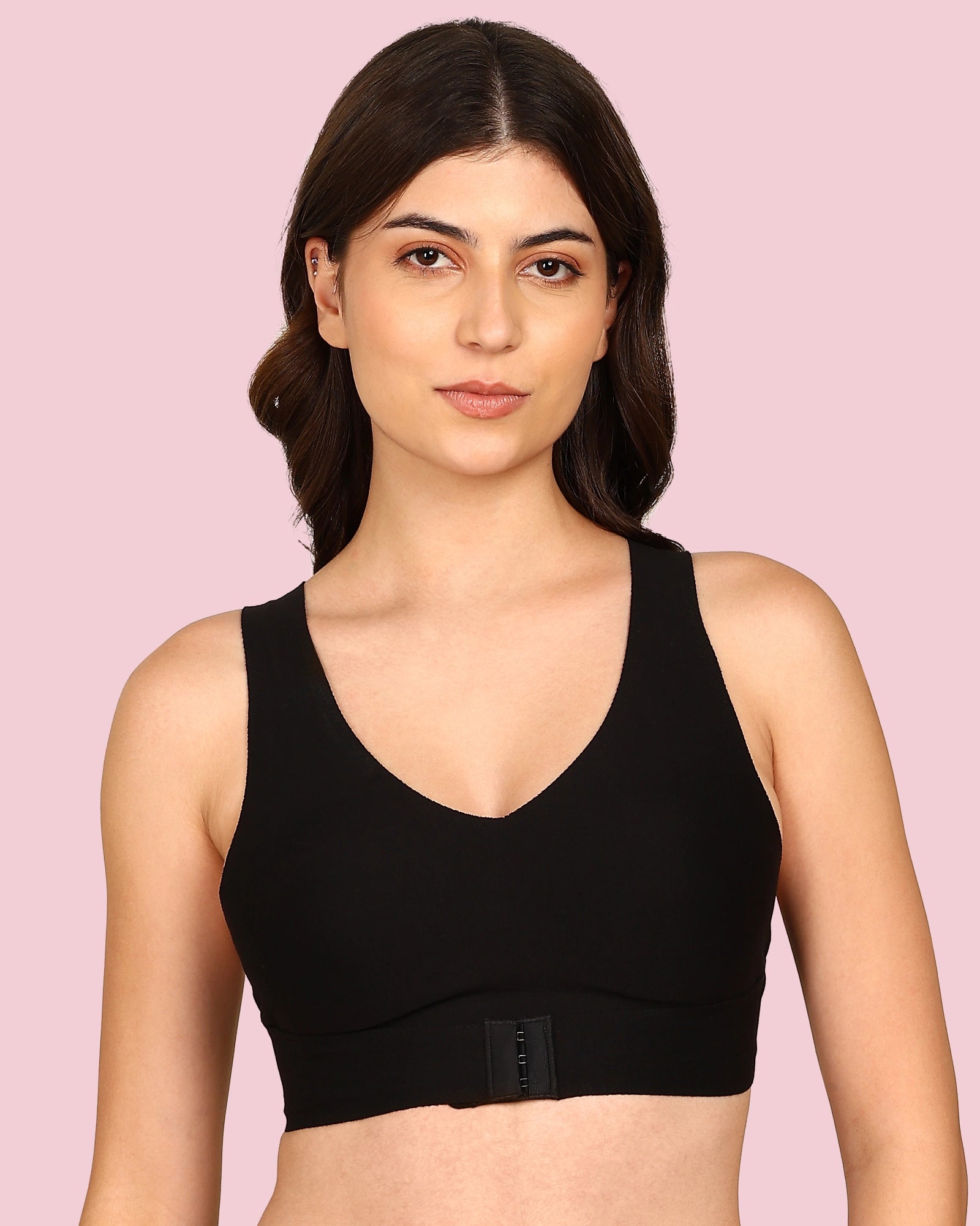 Joomie Cotton Bonded Seamless Non-Padded Invisi-Gym Bra (KB-995-BLACK)