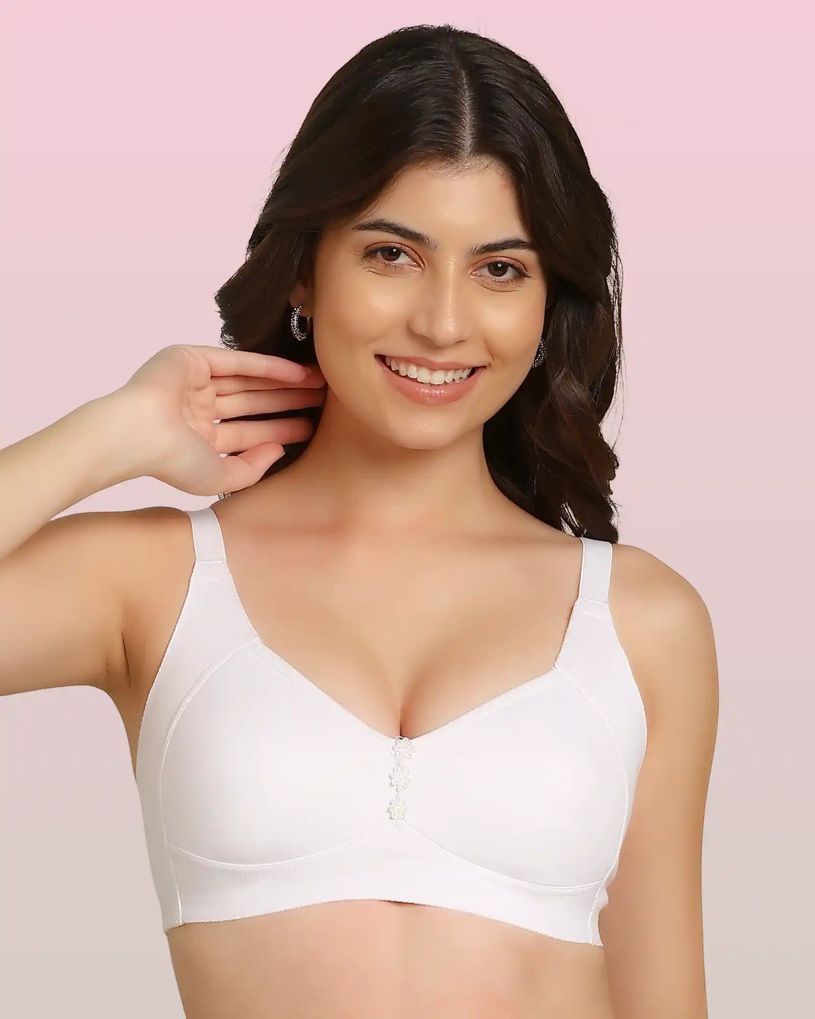 Joomie Bonded Breathable Cotton Plus Size M-Frame Minimiser Non-Padded Bra (KB-405-WHITE)