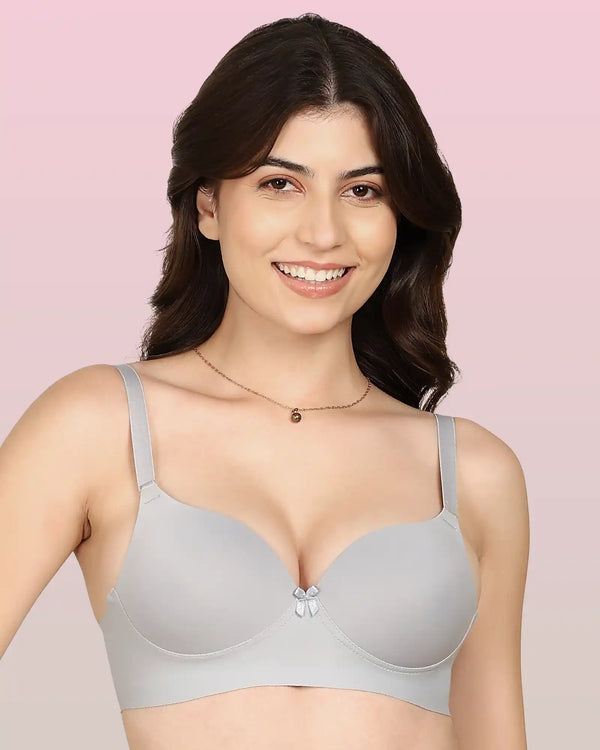 Joomie Bonded Polyamide Push-Up 3/4 Coverage Maximiser Bra (Level 2 Padding (KB-5107-GREY)