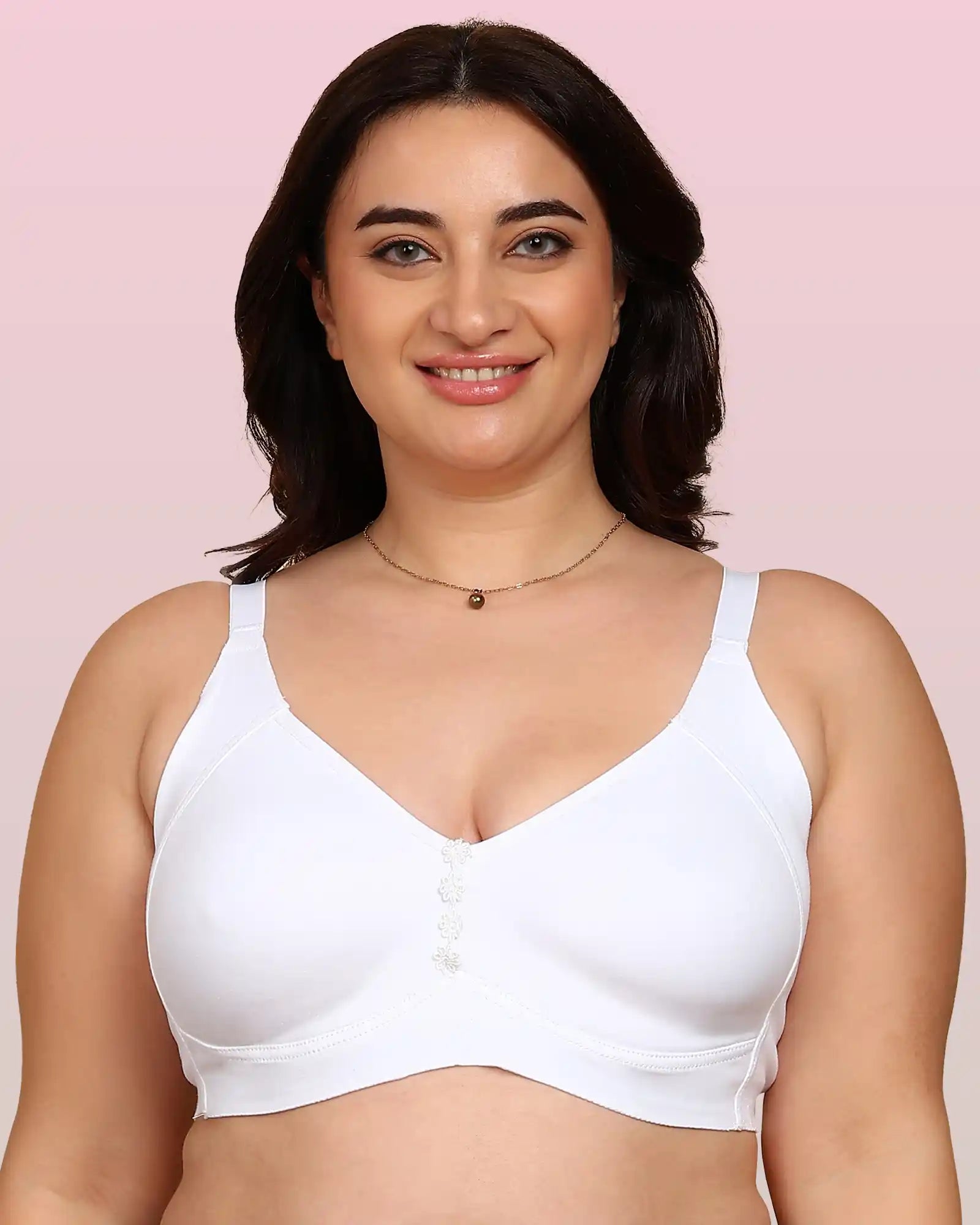 Joomie Bonded Breathable Cotton Plus Size M-Frame Minimiser Non-Padded Bra (KB-405-WHITE)