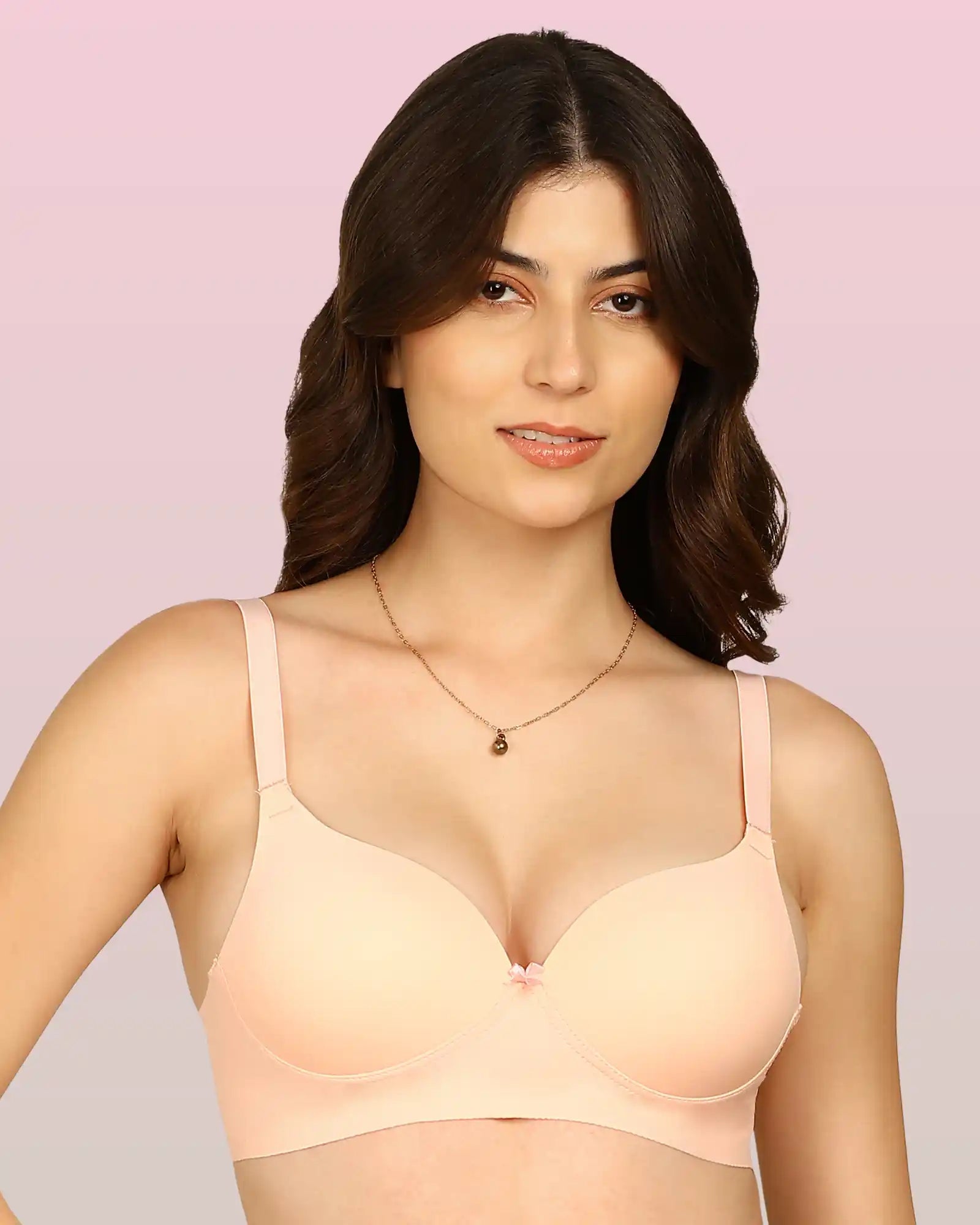 Joomie Bonded Polyamide Push-Up 3/4 Coverage Maximiser Bra (Level 2 Padding (KB-5107-PEACH)