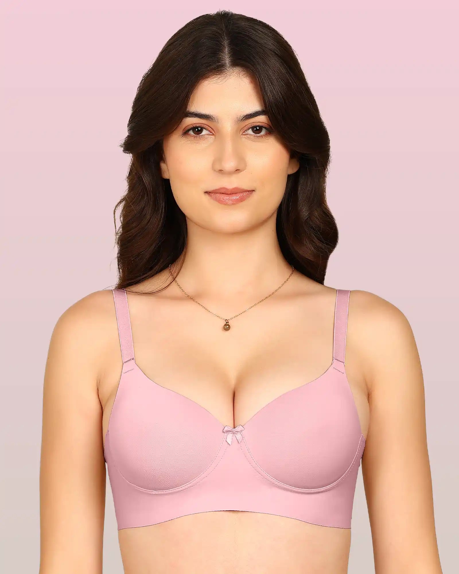 Joomie Bonded Polyamide Push-Up 3/4 Coverage Bra (Level 3 Padding (KB-5301-PLUM)