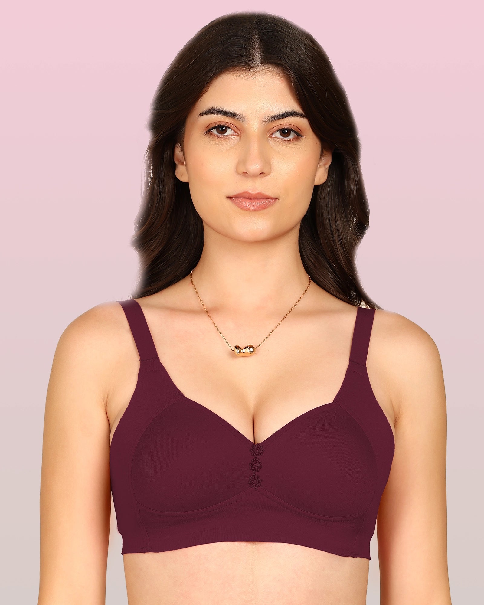 Joomie Bonded Breathable Cotton Plus Size M-Frame Minimiser Padded Bra (KB-408-MAGENTA)