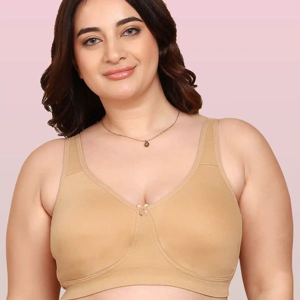 Joomie Bonded Breathable Cotton Plus Size Full Coverage Non-Padded Bra (KB-401-SKIN)