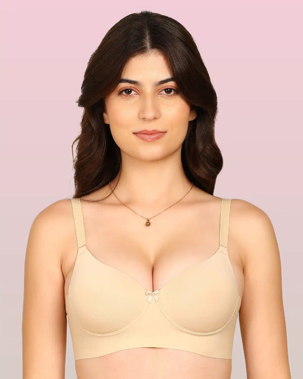 Joomie Bonded Polyamide Push-Up 3/4 Coverage Bra (Level 3 Padding (KB-5301-SKIN)