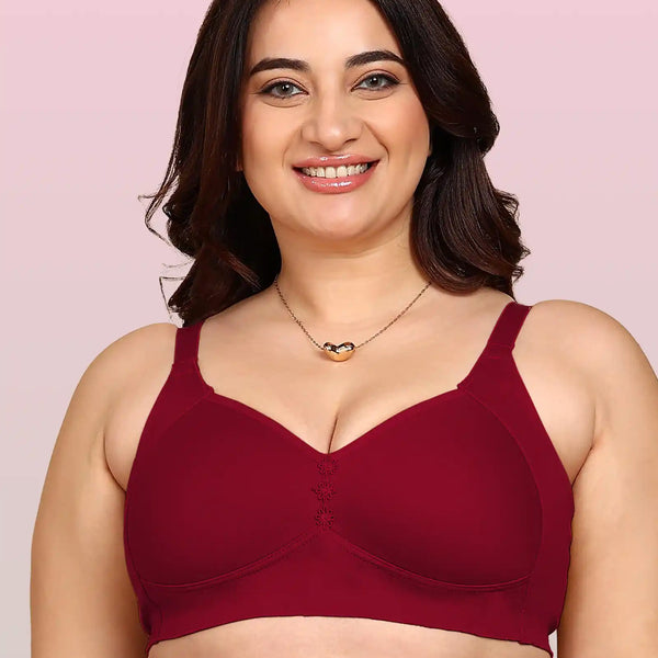 Joomie Bonded Breathable Cotton Plus Size M-Frame Minimiser Padded Bra (KB-408-MAGENTA)