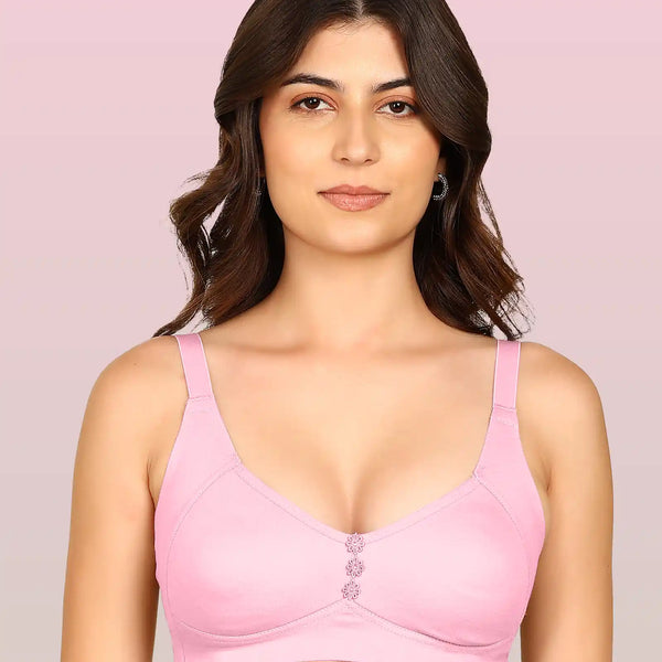 Joomie Bonded Breathable Cotton Plus Size M-Frame Minimiser Non-Padded Bra (KB-405-PINK)