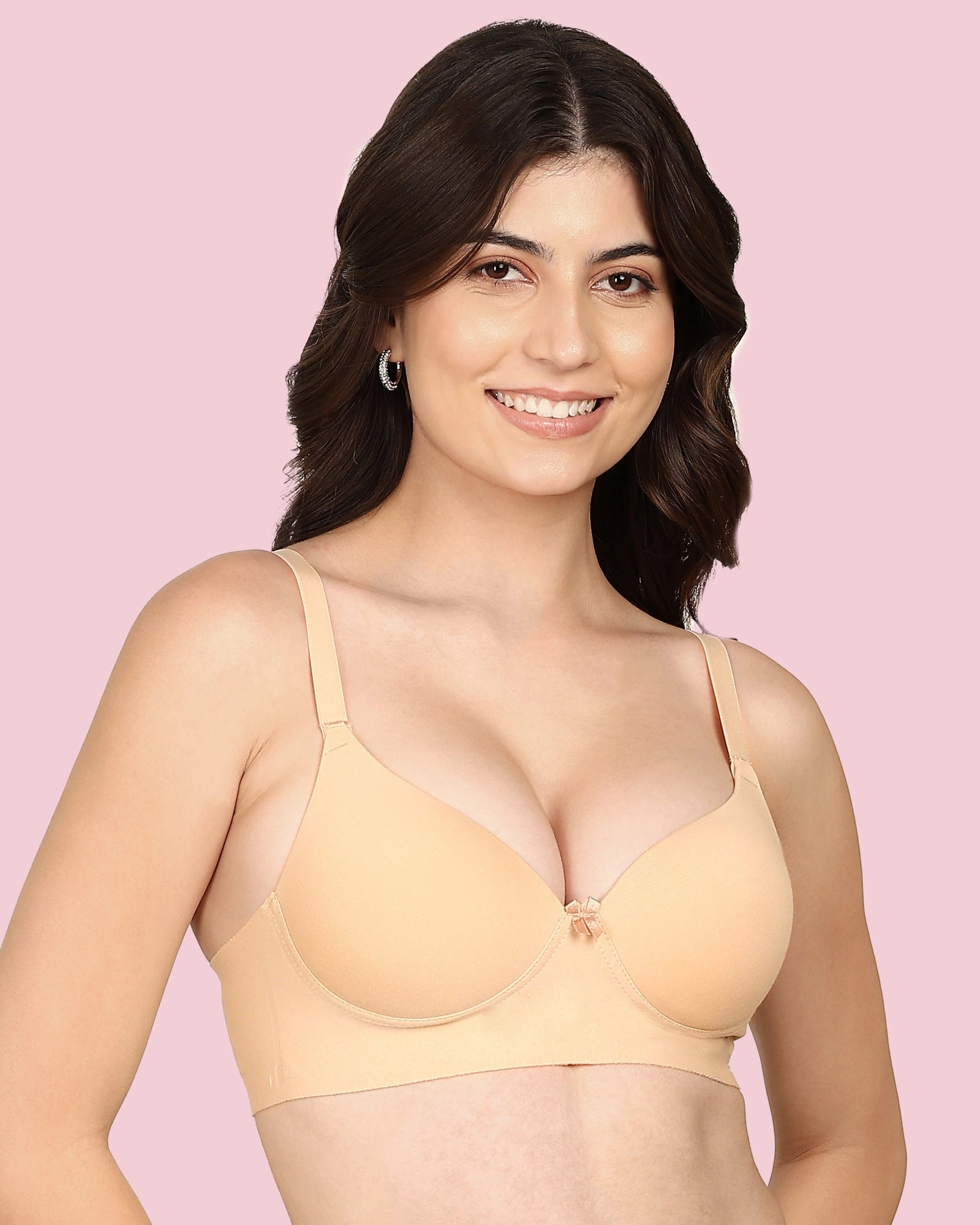 Joomie Cotton Bonded Seamless Push-Up Bra (KB-93510-SKIN)